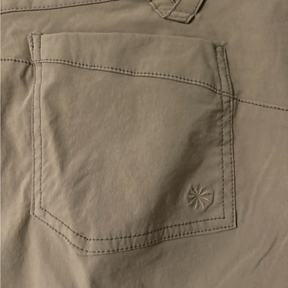 Woman’s Athleta Nylon Tan Cargo Pants. 
Zipper, snap waist and drawstring. - Picture 6 of 16